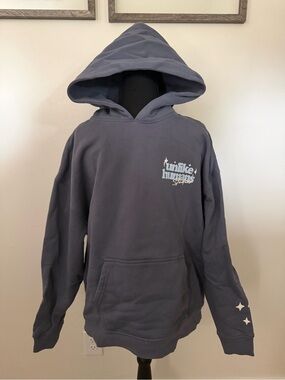 Unlike humans Slate Blue Logo Hoodie -